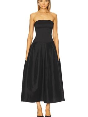 REVOLVE Strapless Black Dress / wedding guest